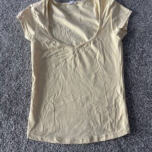 Garage Light Yellow V-Neck Short Sleeve Tee